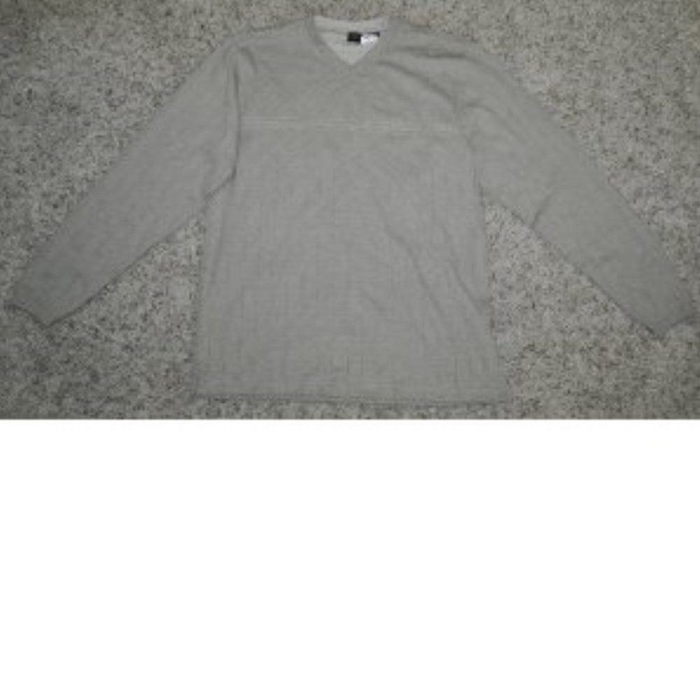 Mens Sweater Arrow Beige Pin Striped Small Long Sleeve Mock Layer V-Neck